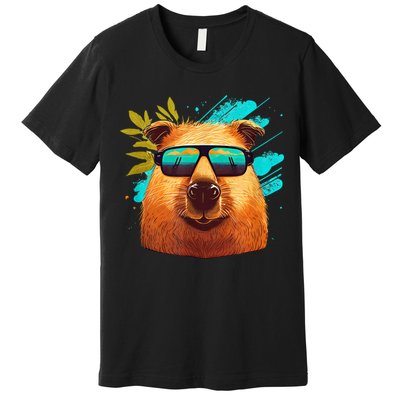 Capybara Cute And Funny Capybara Cool Sunglasses Premium T-Shirt