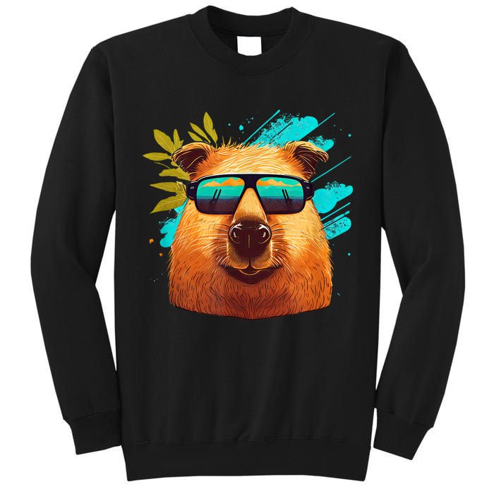 Capybara Cute And Funny Capybara Cool Sunglasses Tall Sweatshirt
