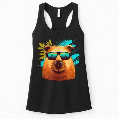 Capybara Cute And Funny Capybara Cool Sunglasses Womens Tank Top