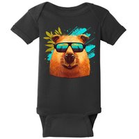Capybara Cute And Funny Capybara Cool Sunglasses Baby Bodysuit