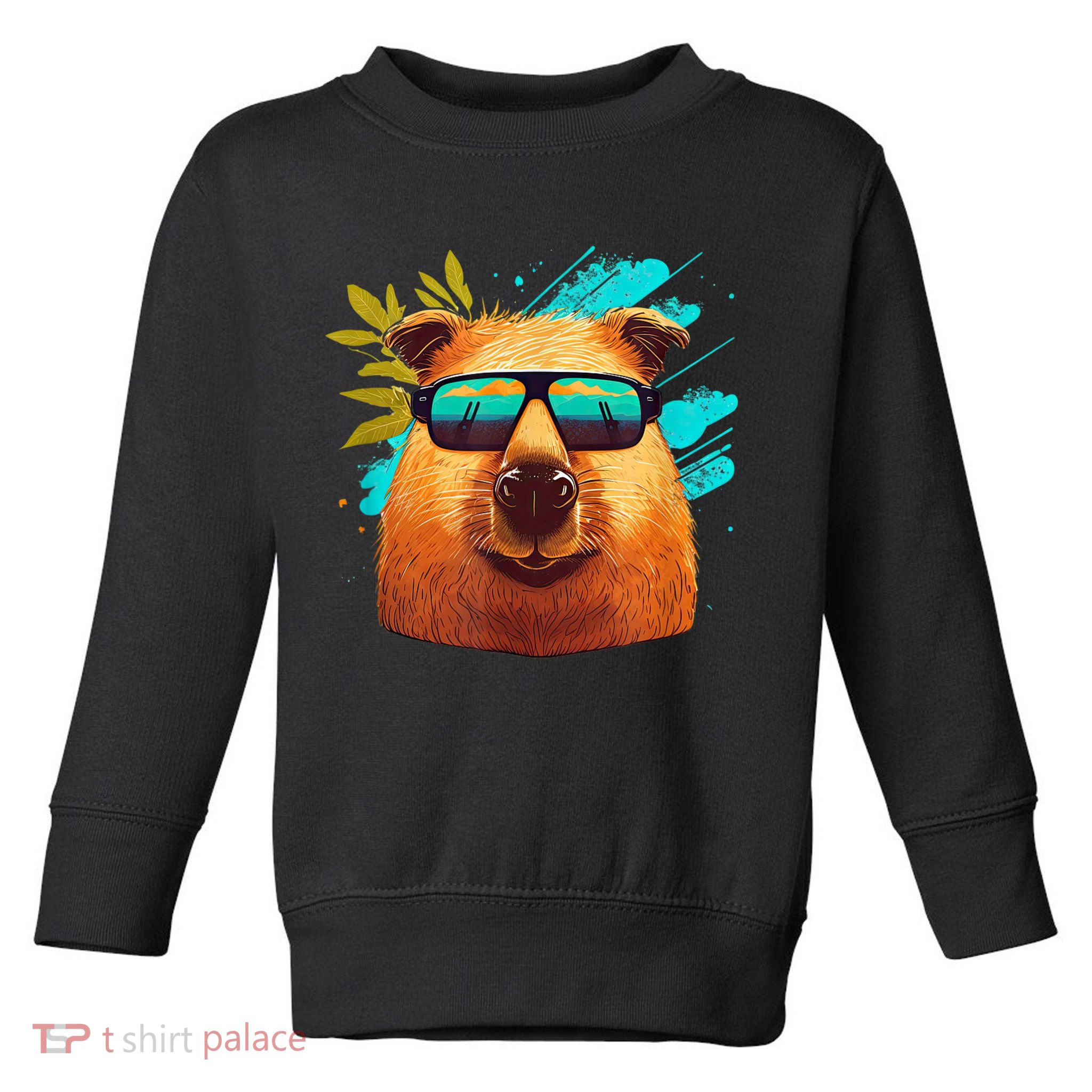 Capybara Cute And Funny Capybara Cool Sunglasses Toddler Sweatshirt