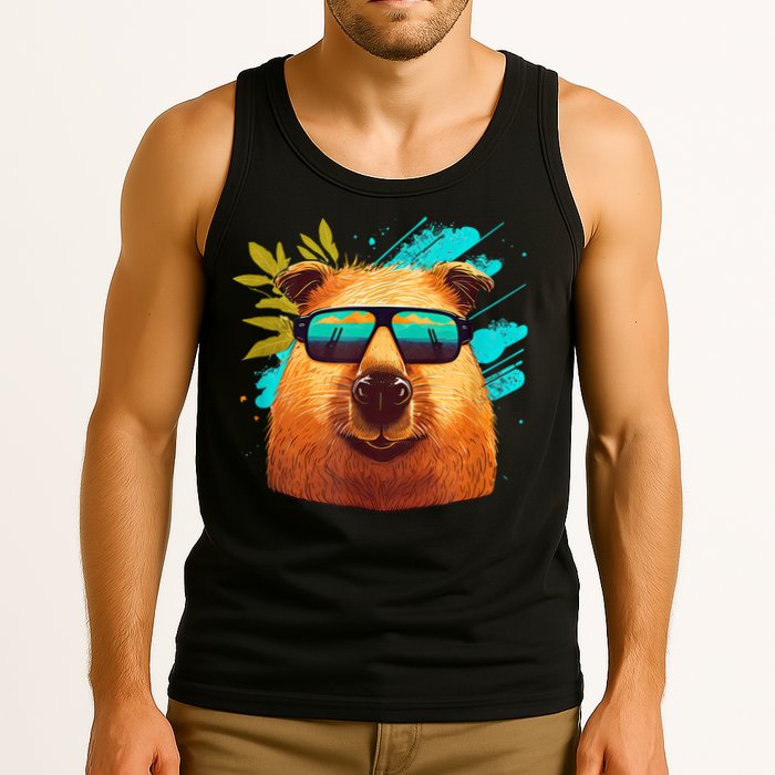 Capybara Cute And Funny Capybara Cool Sunglasses Tank Top
