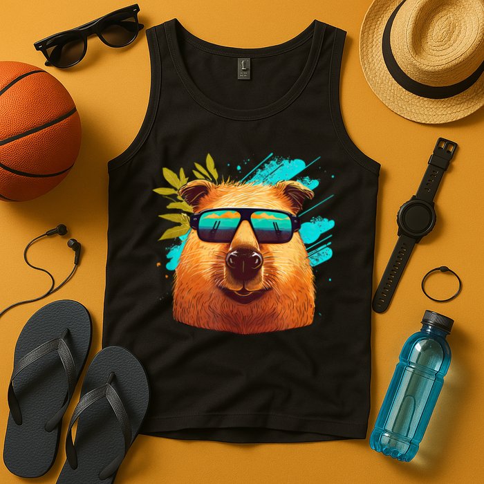 Capybara Cute And Funny Capybara Cool Sunglasses Tank Top