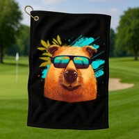 Capybara Cute And Funny Capybara Cool Sunglasses Golf Towel