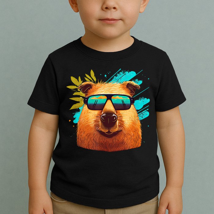 Capybara Cute And Funny Capybara Cool Sunglasses Toddler T-Shirt