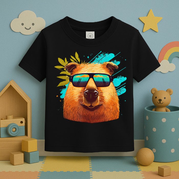 Capybara Cute And Funny Capybara Cool Sunglasses Toddler T-Shirt