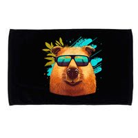 Capybara Cute And Funny Capybara Cool Sunglasses Microfiber Hand Towel