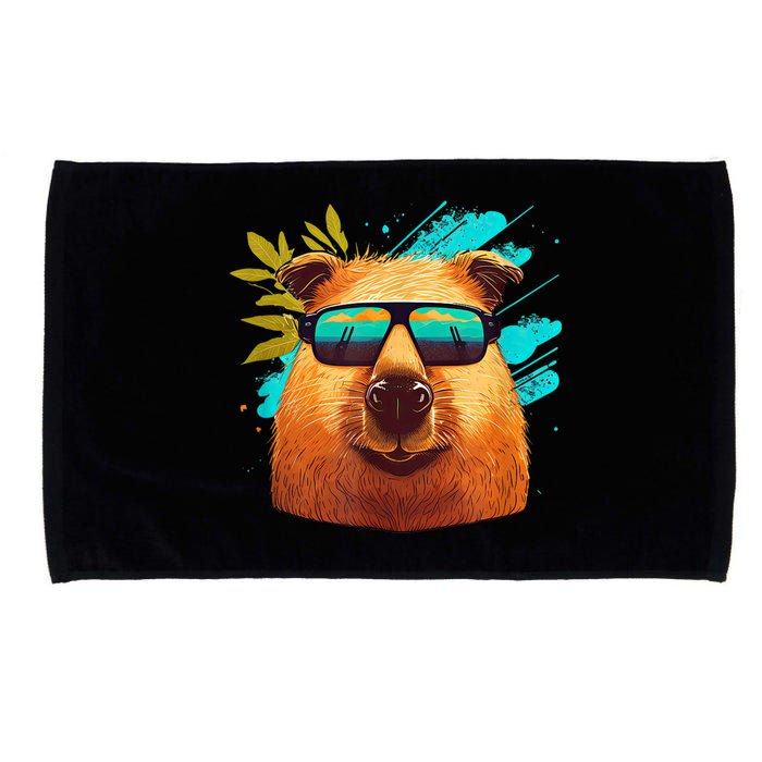 Capybara Cute And Funny Capybara Cool Sunglasses Microfiber Hand Towel