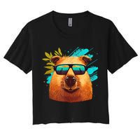 Capybara Cute And Funny Capybara Cool Sunglasses Crop Top