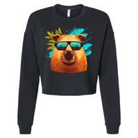 Capybara Cute And Funny Capybara Cool Sunglasses Cropped Pullover Crew