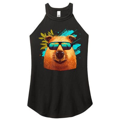 Capybara Cute And Funny Capybara Cool Sunglasses Women's Perfect Tri Rocker Tank