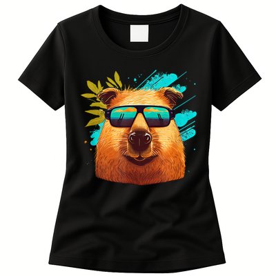 Capybara Cute And Funny Capybara Cool Sunglasses Womens T-Shirt