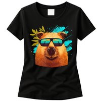 Capybara Cute And Funny Capybara Cool Sunglasses Womens T-Shirt
