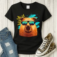 Capybara Cute And Funny Capybara Cool Sunglasses Womens T-Shirt
