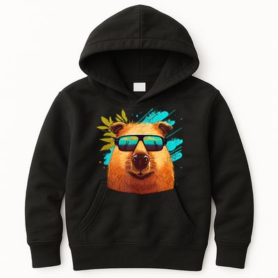 Capybara Cute And Funny Capybara Cool Sunglasses Kids Hoodie