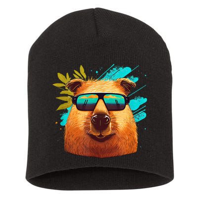 Capybara Cute And Funny Capybara Cool Sunglasses Short Acrylic Beanie