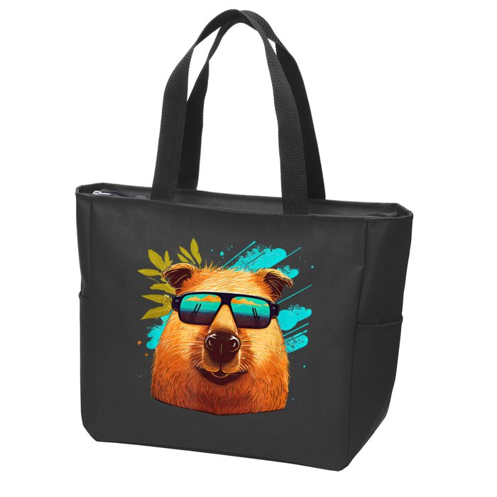 Capybara Cute And Funny Capybara Cool Sunglasses Zip Tote Bag
