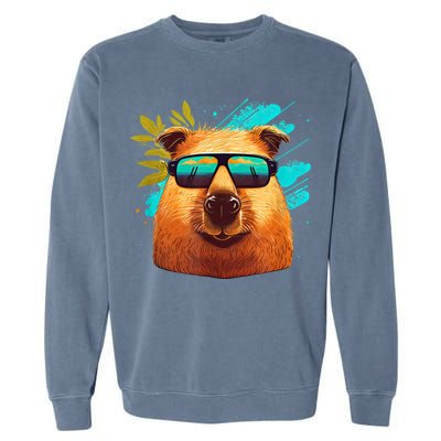 Capybara Cute And Funny Capybara Cool Sunglasses Garment-Dyed Sweatshirt