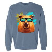Capybara Cute And Funny Capybara Cool Sunglasses Garment-Dyed Sweatshirt