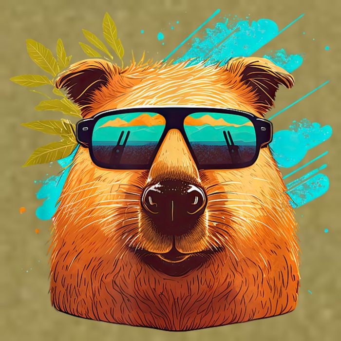 Capybara Cute And Funny Capybara Cool Sunglasses Garment-Dyed Women's Muscle Tee