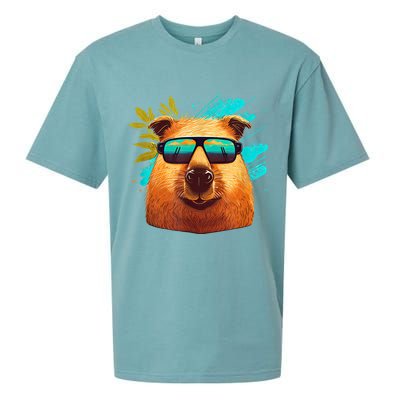 Capybara Cute And Funny Capybara Cool Sunglasses Sueded Cloud Jersey T-Shirt