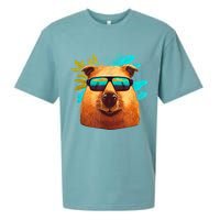 Capybara Cute And Funny Capybara Cool Sunglasses Sueded Cloud Jersey T-Shirt