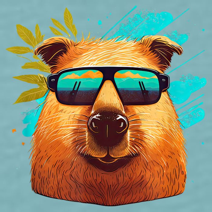 Capybara Cute And Funny Capybara Cool Sunglasses Sueded Cloud Jersey T-Shirt