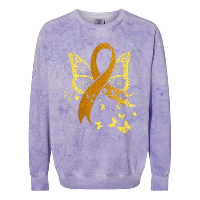 Childhood Cancer Awareness Gold Ribbon Butterfly Fighter Colorblast Crewneck Sweatshirt