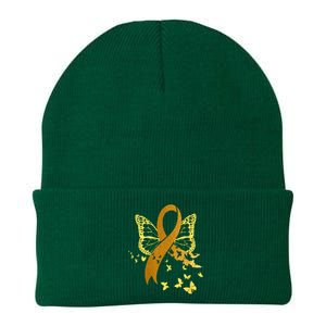 Childhood Cancer Awareness Gold Ribbon Butterfly Fighter Knit Cap Winter Beanie