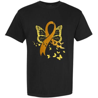 Childhood Cancer Awareness Gold Ribbon Butterfly Fighter Garment-Dyed Heavyweight T-Shirt