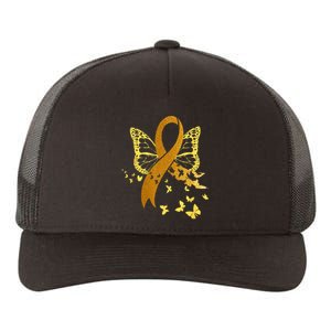 Childhood Cancer Awareness Gold Ribbon Butterfly Fighter Yupoong Adult 5-Panel Trucker Hat