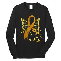 Childhood Cancer Awareness Gold Ribbon Butterfly Fighter Long Sleeve Shirt