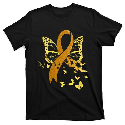 Childhood Cancer Awareness Gold Ribbon Butterfly Fighter T-Shirt