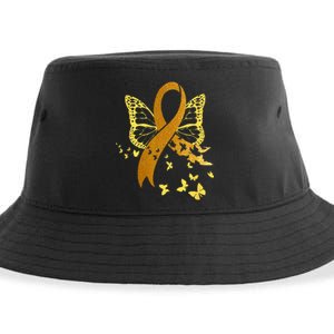 Childhood Cancer Awareness Gold Ribbon Butterfly Fighter Sustainable Bucket Hat