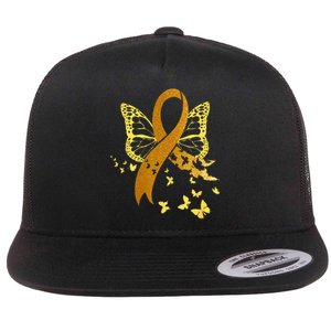 Childhood Cancer Awareness Gold Ribbon Butterfly Fighter Flat Bill Trucker Hat