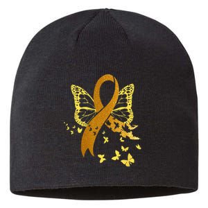 Childhood Cancer Awareness Gold Ribbon Butterfly Fighter Sustainable Beanie