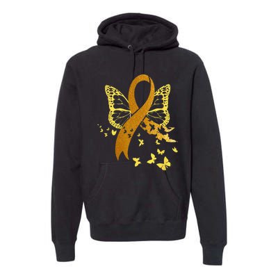 Childhood Cancer Awareness Gold Ribbon Butterfly Fighter Premium Hoodie