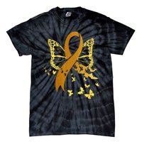 Childhood Cancer Awareness Gold Ribbon Butterfly Fighter Tie-Dye T-Shirt