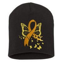 Childhood Cancer Awareness Gold Ribbon Butterfly Fighter Short Acrylic Beanie