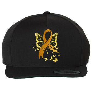 Childhood Cancer Awareness Gold Ribbon Butterfly Fighter Wool Snapback Cap