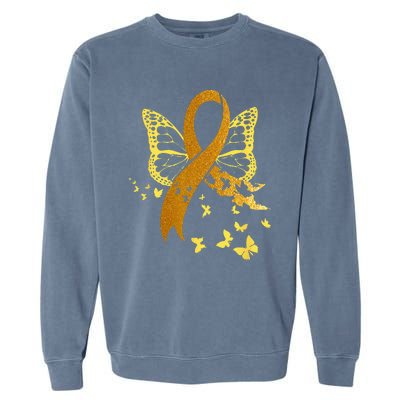 Childhood Cancer Awareness Gold Ribbon Butterfly Fighter Garment-Dyed Sweatshirt