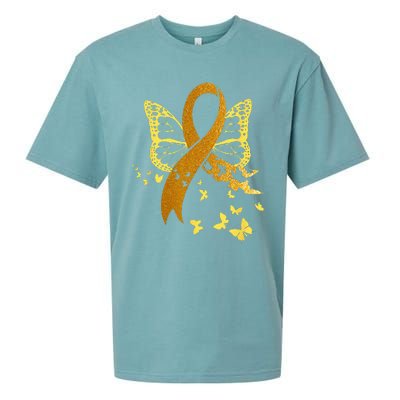 Childhood Cancer Awareness Gold Ribbon Butterfly Fighter Sueded Cloud Jersey T-Shirt