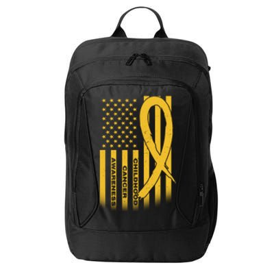 Childhood Cancer Awareness US Flag City Backpack