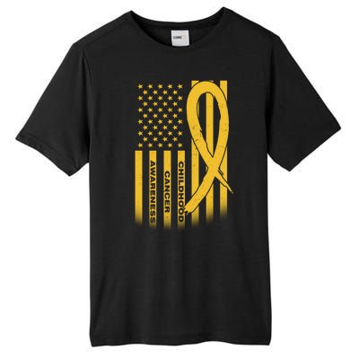 Childhood Cancer Awareness US Flag Tall Fusion ChromaSoft Performance T-Shirt