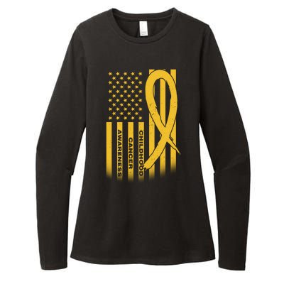 Childhood Cancer Awareness US Flag Womens CVC Long Sleeve Shirt