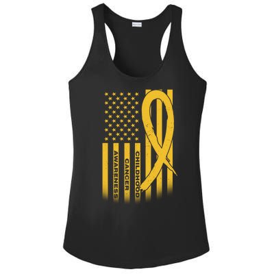 Childhood Cancer Awareness US Flag Ladies PosiCharge Competitor Racerback Tank