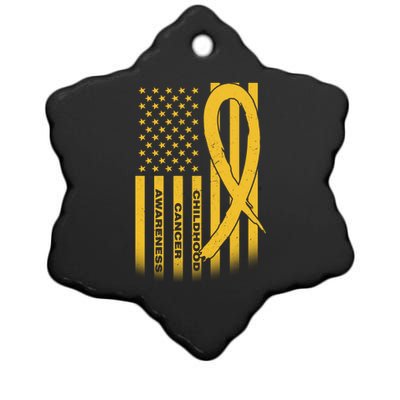 Childhood Cancer Awareness US Flag Ceramic Star Ornament