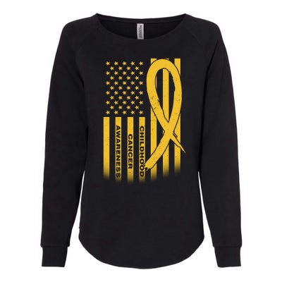 Childhood Cancer Awareness US Flag Womens California Wash Sweatshirt