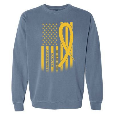 Childhood Cancer Awareness US Flag Garment-Dyed Sweatshirt