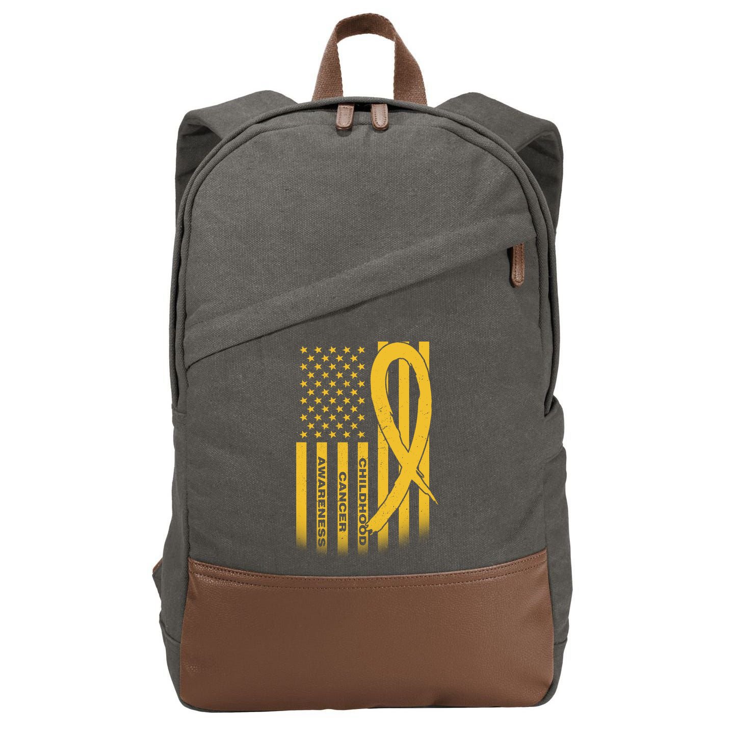 Childhood Cancer Awareness US Flag Cotton Canvas Backpack